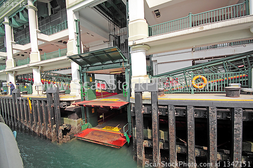 Image of Ferry board pier in hongkong