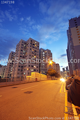 Image of Modern Urban City with Freeway Traffic at Night, hong kong