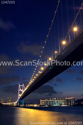 Image of traffic highway bridge at night,hong kong