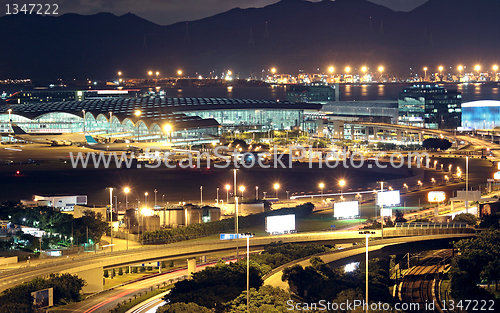 Image of modern city night airport