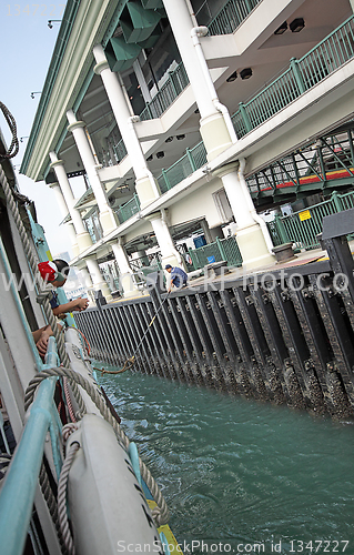 Image of Ferry board pier in hongkong