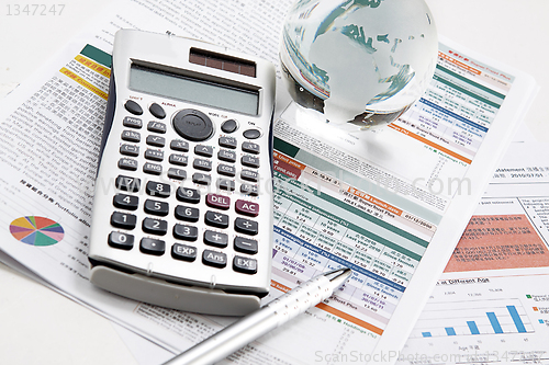 Image of financial charts and graphs on the table 