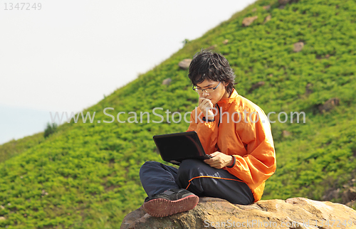 Image of asain Man with notebook 