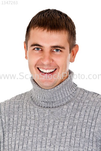 Image of portrait of beautiful smiling man