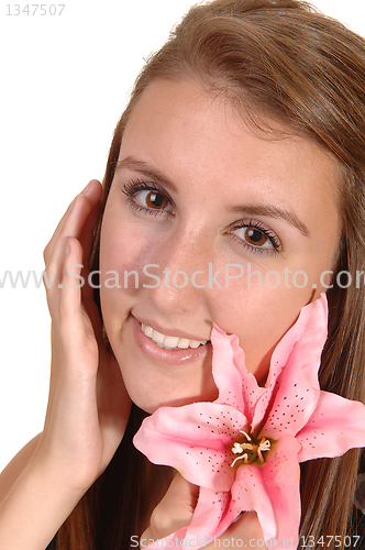 Image of Head shot with lily.