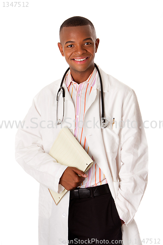 Image of Happy Doctor physician with notepad