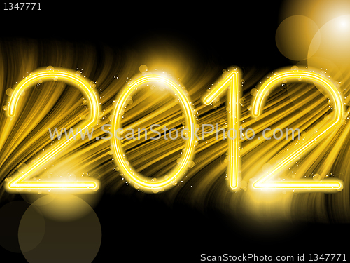 Image of 2012 Abstract Golden Waves on Black Background
