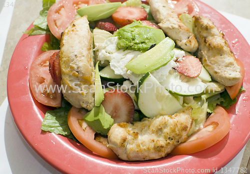 Image of garden salad fruit chicken filet