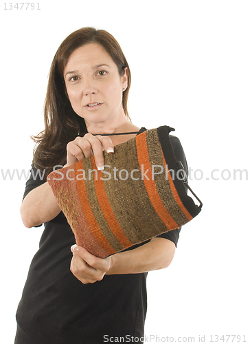 Image of woman Turkish kilim woven hand-bag pocketbook