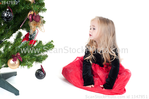 Image of Baby girl dressed up for Christams