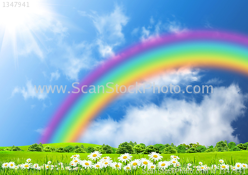 Image of Rainbow in the blue sky