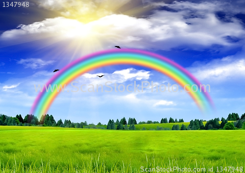 Image of Rainbow in the blue sky