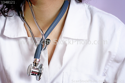 Image of Portrait of a young doctor with stethoscope.