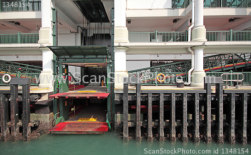 Image of Ferry board pier in hongkong