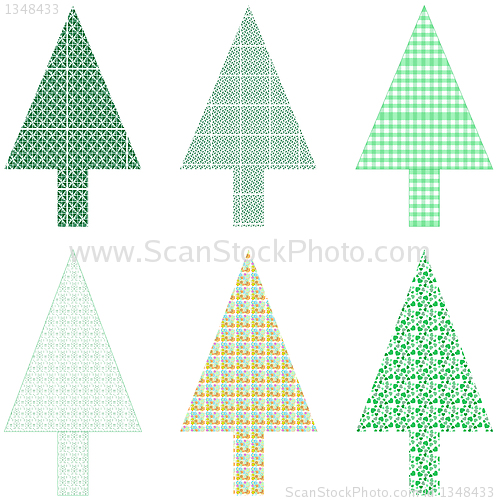 Image of Abstract green christmas tree greeting card vector
