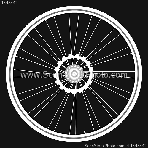 Image of white Bicycle wheels isolated on black background vector