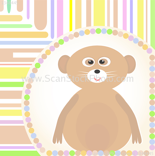 Image of cute Baby lemur greetings card for scrapbook Vector