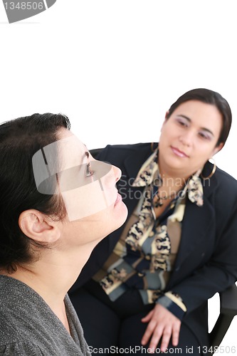 Image of psychologist or psychiatrist listening to patient 