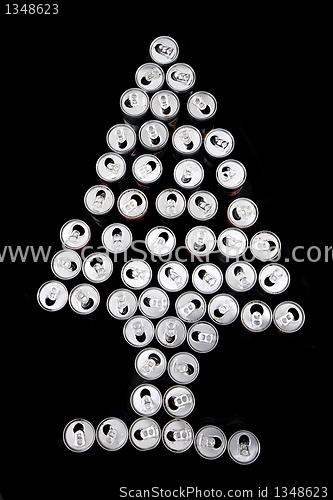 Image of christmas tree form empty cans