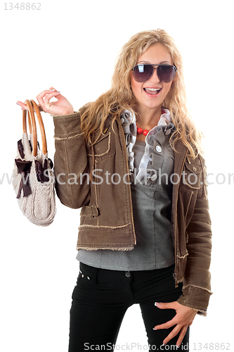 Image of Cheerful girl in sunglasses