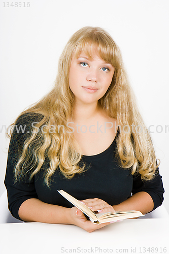 Image of blonde with a book