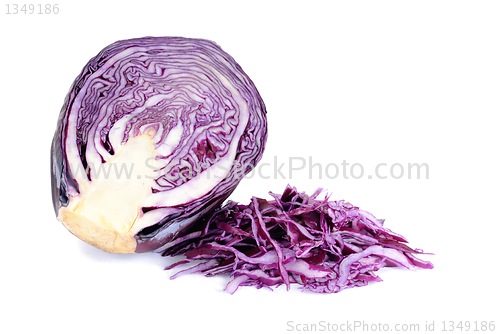 Image of Sliced violet cabbage isolated on the white background 