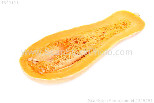 Image of Slices of pumpkin close up isolation in white  background 