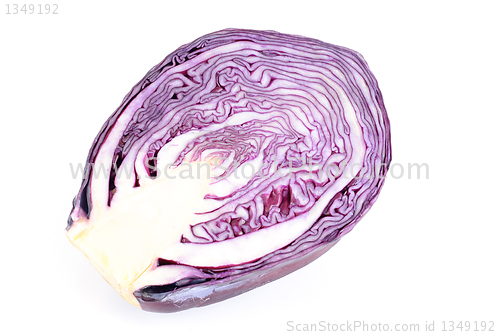 Image of Sliced violet cabbage isolated on the white background 