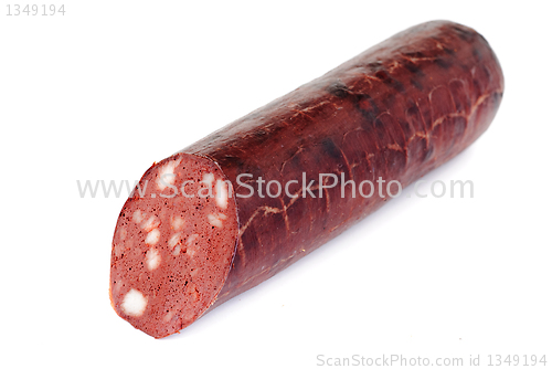 Image of Meat  product. Sausage  isolation on  white  background