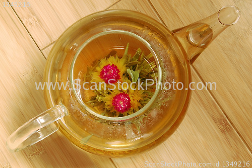 Image of Flower tea in glass pot