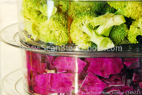 Image of Colorful vegetables in steamer