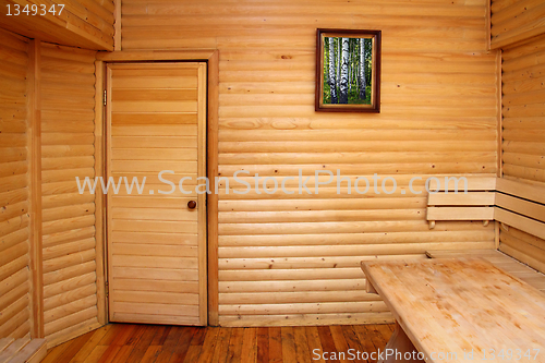 Image of wooden interior of sauna rest room