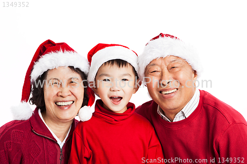 Image of Asian grandparents celebrating Christmas