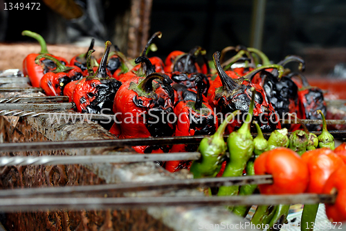 Image of Grill with pepperoni and tomatoes