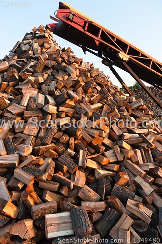 Image of Firewood comes out of a machine