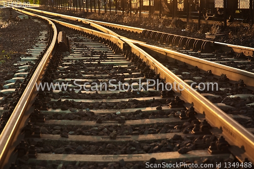 Image of Train passing by in orange sunset