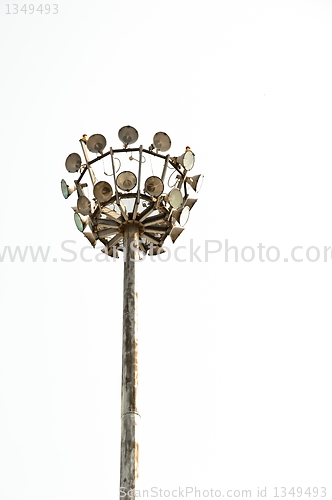 Image of Lights on a long pole against isolated white background