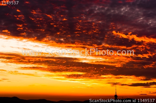 Image of Sunset with orange clouds