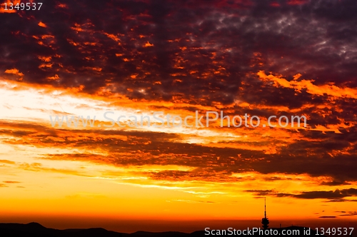 Image of Sunset with orange clouds