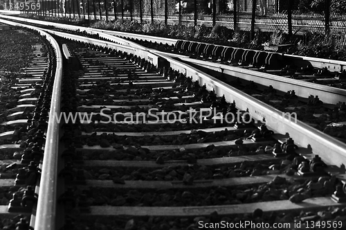 Image of Black and white photo of old rail