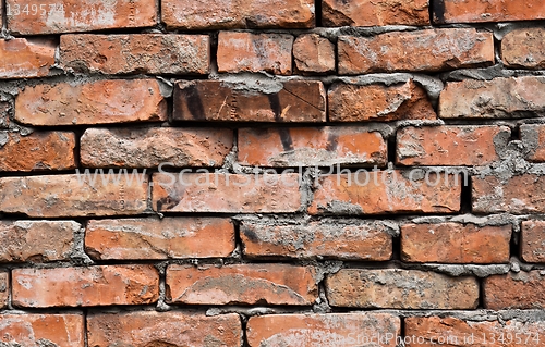 Image of Abandoned brick wall background on industrial building