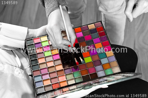 Image of Makeup and cosmetics in selective colors
