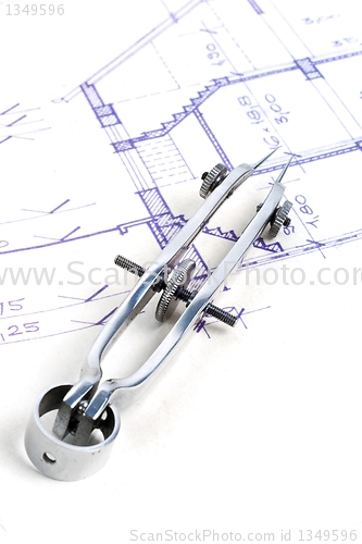 Image of Residential House Plans and a Compass