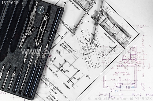 Image of Construction plans with accessories