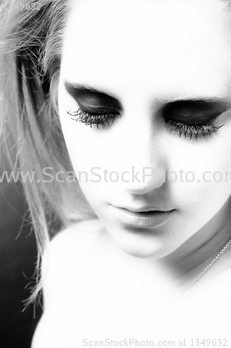 Image of Black and white photo of a girl with white skin