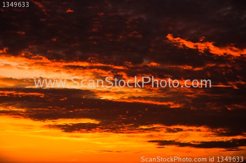 Image of Red sky with storm clouds 