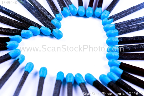 Image of Concept of love shaped with matches vintage