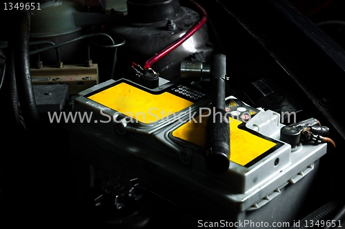 Image of Car battery inside the car