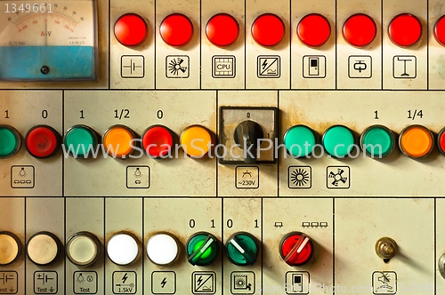 Image of Many big buttons on an industrial board
