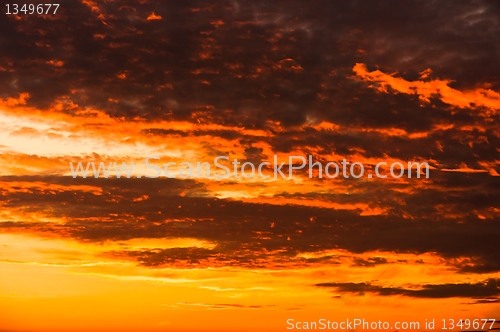 Image of Sunset with orange clouds